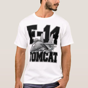 Camiseta F-14 Caricatura de Jato de Combatente Militar Tomc