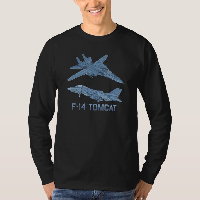 Camiseta F 14 Diagrama do plano de voo do jato Tomcat (Frente)