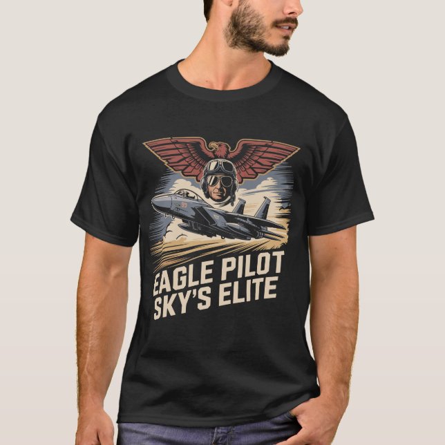 Camiseta F-15 Eagle Pilot Sky's Elite Military Aviation (Frente)