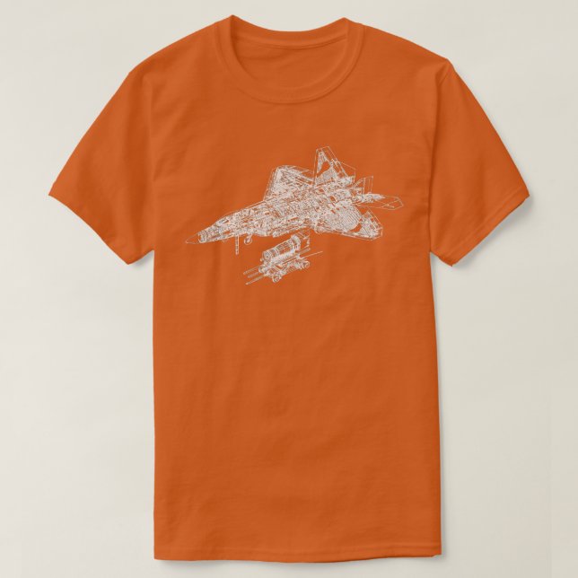Camiseta F-22 Aeronaves de combate à aviação-Raptor (Frente do Design)