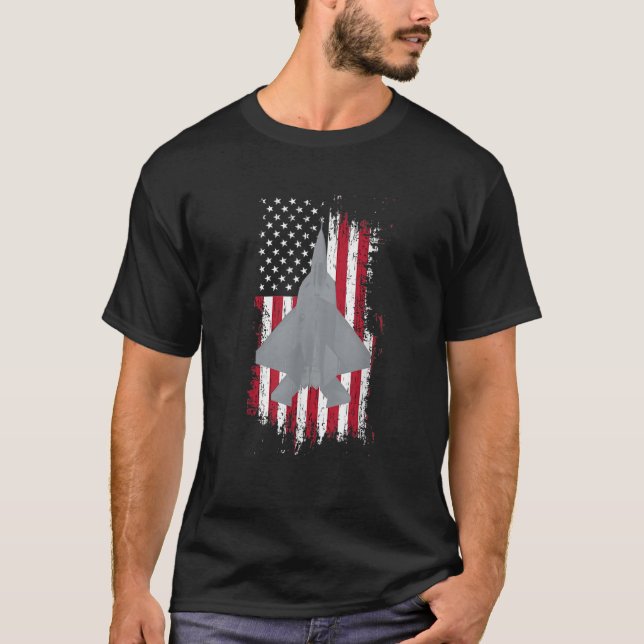 Camiseta F 22 Aeronaves Militares De Bandeira Da América Do (Frente)