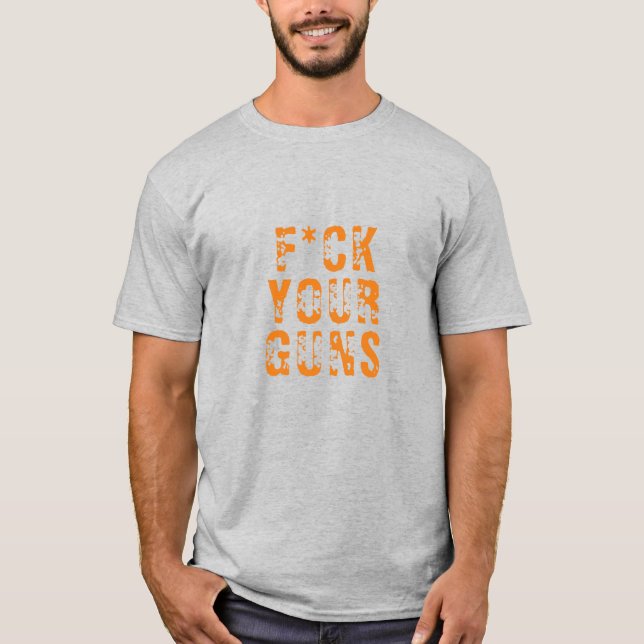 Camiseta F*arrume suas armas, laranja vintage amarrado (Frente)