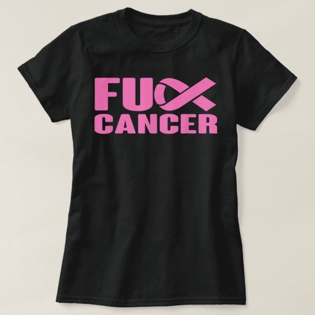 Camiseta F Cancer Fita Rosa Fita Sensibilização do Cancer M (Frente do Design)
