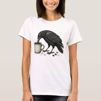 Camiseta F Caw F Café Corvo Gótico Coruja Engraçado Hallowe