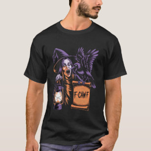 Camiseta F-Caw-F Corvo Divertido Gótico Lua Preto Pássaro D
