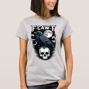 Camiseta F CAW F Corvo Gótico Com Caveira E Lua