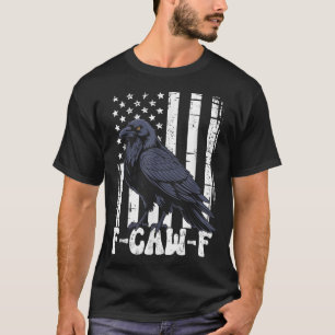 Camiseta F Caw F Corvo Preto Pássaro Preto Retro Bandeira E