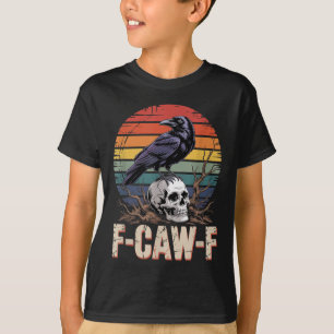 Camiseta F-caw-f Crow Raven Skull Gótica Vintage Sol Floral