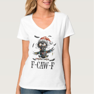 Camiseta F-Caw-F Papai Noel Corvo Natal Luz Funny Bird