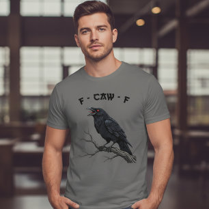 Camiseta F-CAW-F Raven Crow Engraçada Arte de Pássaros Góti