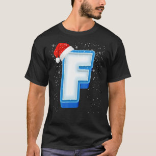 Camiseta F Snowy Capital Christmas Monograma - Letra alfabé