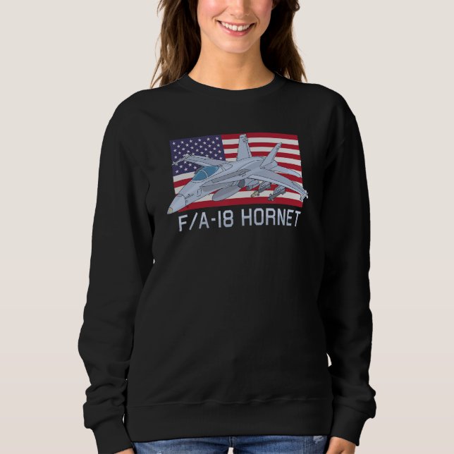 Camiseta Fa 18 Hornet Jet Fighter Plane American Flag (Frente)
