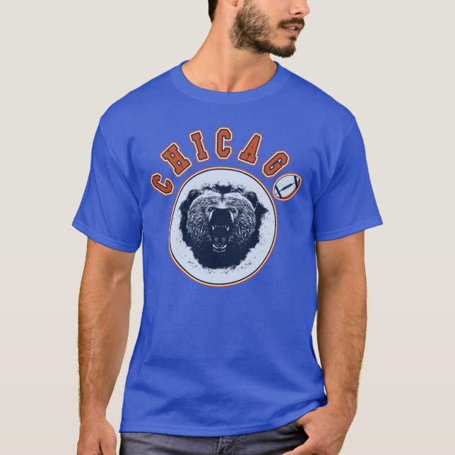 Camiseta Fã de Futebol Antigo Retro Chicago Urso Illinois (Frente)