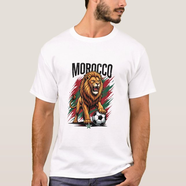 Camiseta Fã de Futebol Leão de Marrocos 2026 (Frente)