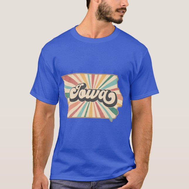 Camiseta Fã de Iowa Retro Estado (Frente)