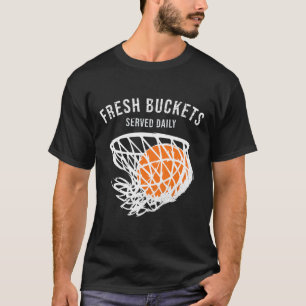 Camiseta Fã de jogador de basquete fofo Baldes frescos serv
