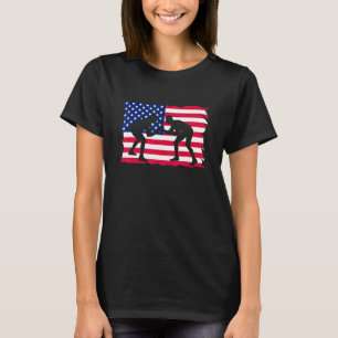 Camiseta Fã de Luta Livre Lutador de Luta com Bandeira Amer