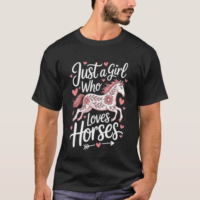 Camiseta Fã Equino Só Uma Garota Que Ama Cavalos (Frente)