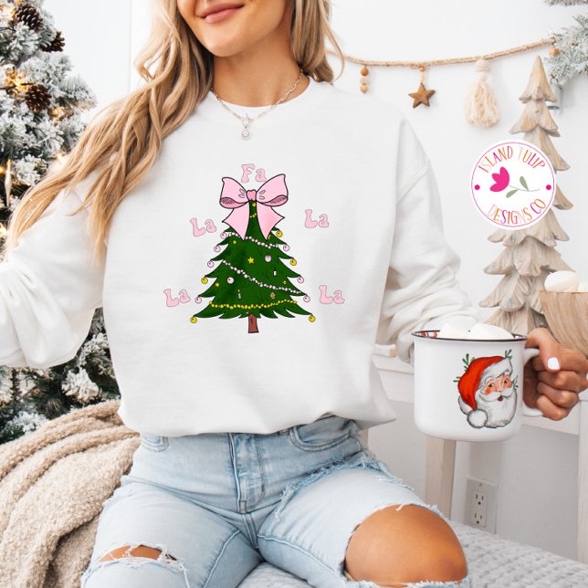 Camiseta Fa La Coquette Arco Rosa Árvore de Natal (Criador carregado)