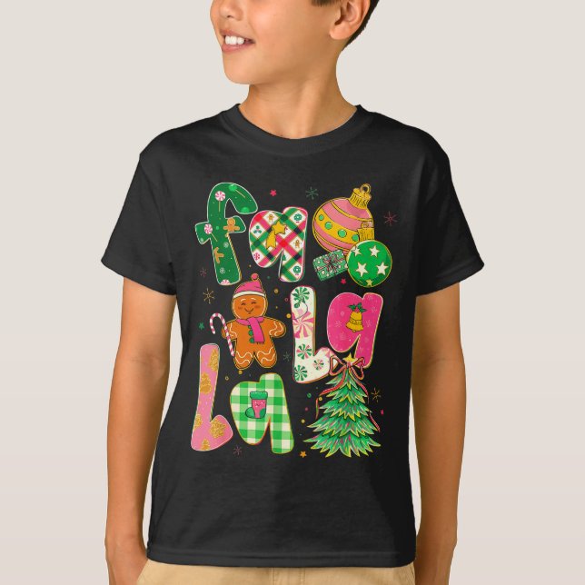 Camiseta Fa La La Coquette Christmas Gingerbread Tree  (Frente)