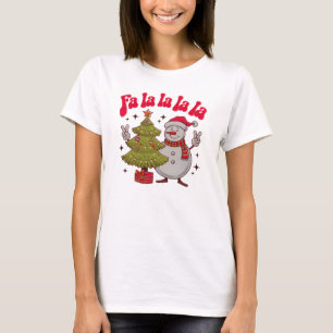 Camiseta Fa La La La Christmas, Engraçado Snowman