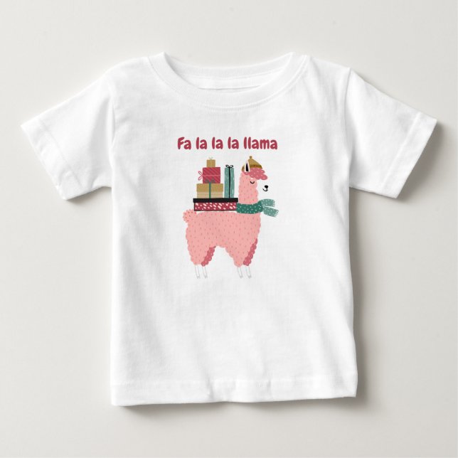 Camiseta Fa la la la lhama férias bebê (Frente)