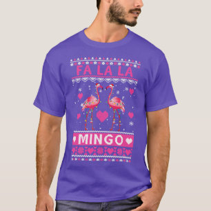 Camiseta Fa La La La Mingo Flamingo Papais noeis Rosa Febre