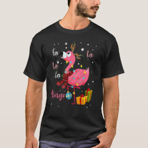 Camiseta Fa La La La Mingo Flamingo Para O Natal Paja