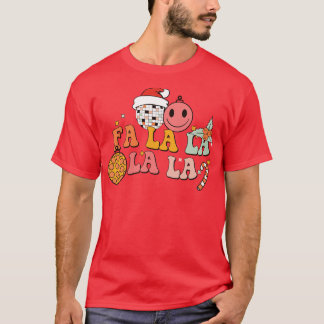 Camiseta Fa La La La Retro Disco Ball Santa Hat Ugly Chr