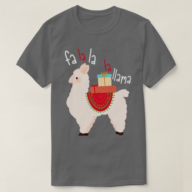 Camiseta Fa La La Llama Funny Animal de Natal (Frente do Design)