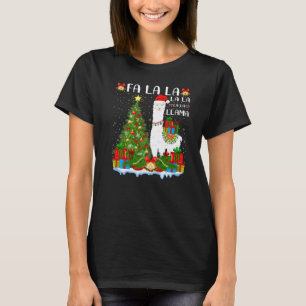 Camiseta Fa La La Llama Iluminação da Árvore de Natal Llama
