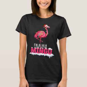 Camiseta Fa La La Mingo Flamingo Christmas — Chapéu Vermelh