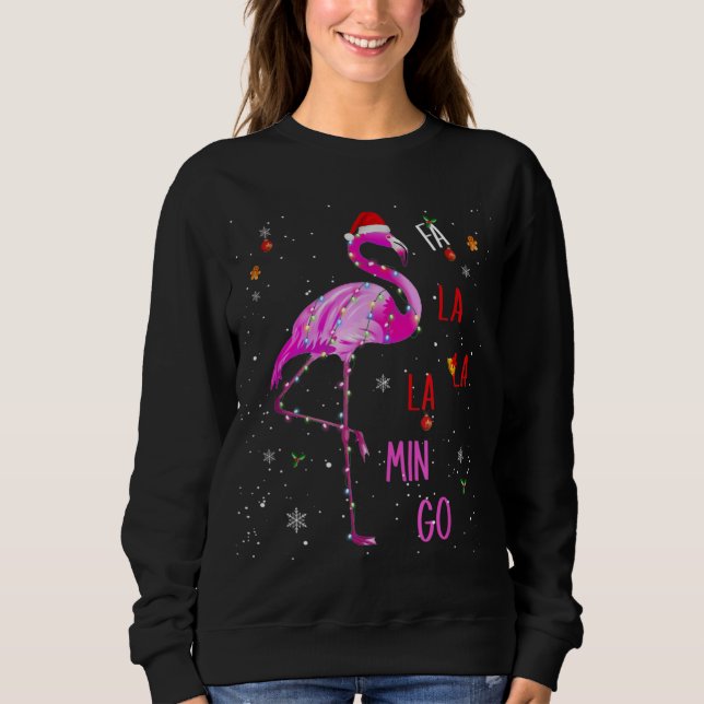 Camiseta Fa La La Mingo Flamingo é o Natal Flamingo (Frente)