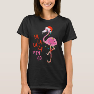 Camiseta Fa La La mingo Flamingo no Natal