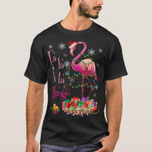 Camiseta Fa La La mingo Flamingo para o Natal