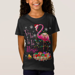 Camiseta Fa La La mingo Flamingo para o Natal