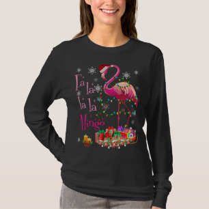 Camiseta Fa La La mingo Flamingo para o Natal