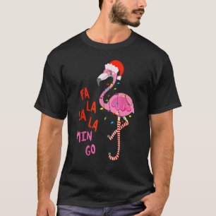 Camiseta Fa La La mingo Flamingo para o Natal