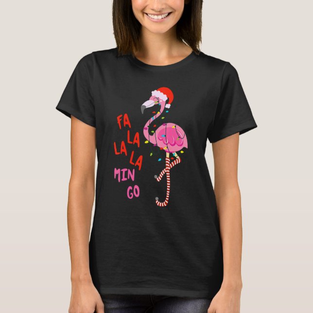Camiseta Fa La La Mingo Flamingo Para O Natal (Frente)