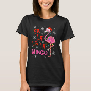 Camiseta Fa La La mingo Flamingo Para O Natal Paja