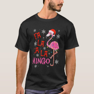 Camiseta Fa La La mingo Flamingo Para O Natal Paja