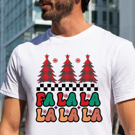 Camiseta Fa la la Retro Groovy Feriados de Natal