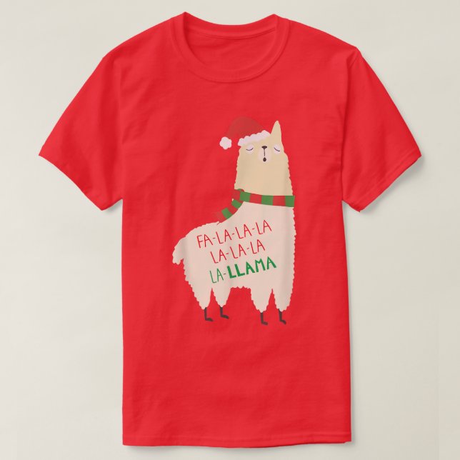 Camiseta Fa La Llama Cute Llama ChristmasAlpaca (Frente do Design)