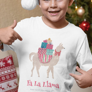 Camiseta Fa La Llama de Natal - Animal Ilustrado À Mão