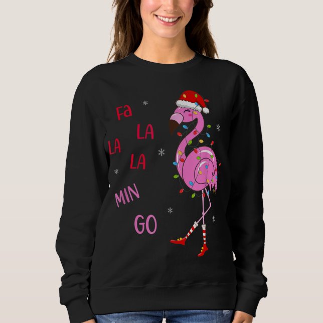 Camiseta Fa La Mingo Christmas Flamingo Tree Sant (Frente)