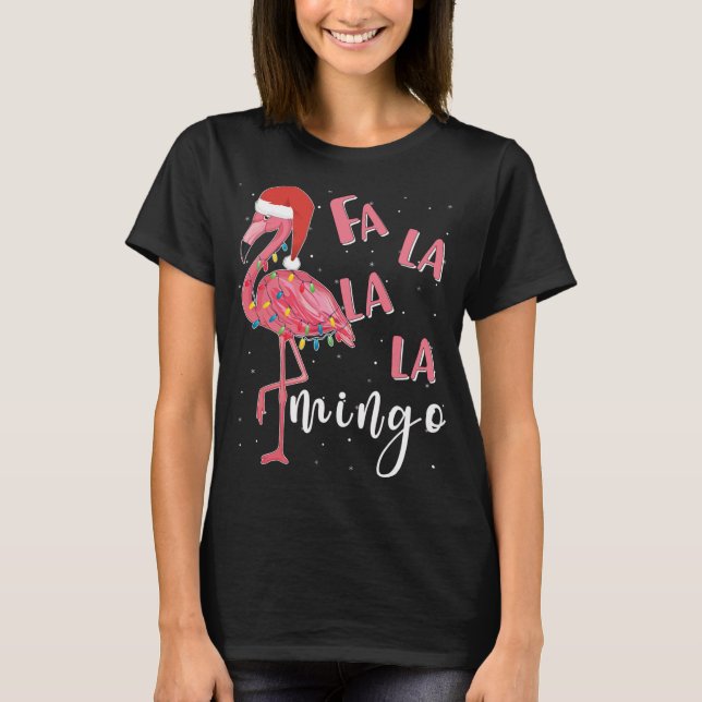 Camiseta Fa La Mingo Cute Flamingo Natal Fla (Frente)
