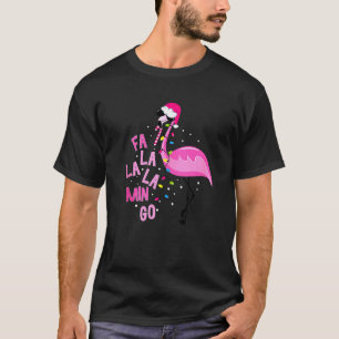 Camiseta Fa La Mingo Flamingo Christmas Tree Lights Trop
