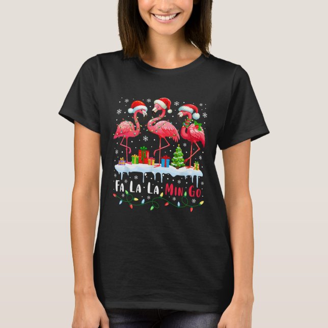 Camiseta Fa La Mingo Flamingo Natal Tropical Xmas Tr (Frente)