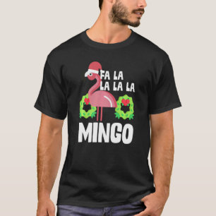 Camiseta Fa La Mingo Papais noeis de Natal Flamingo