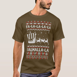 Camiseta Fa La Valhalla Viking Navio Frio Natal Xmas